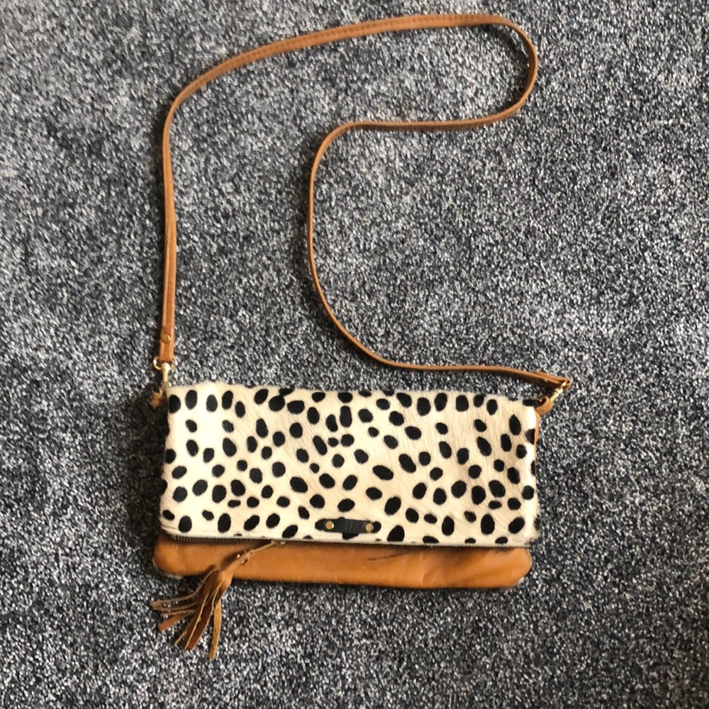 Cow hide over shoulder purse